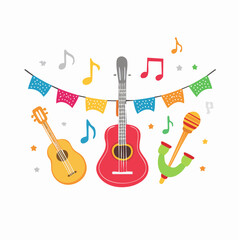 Naklejka premium Musical Instruments and Festive Decorations
