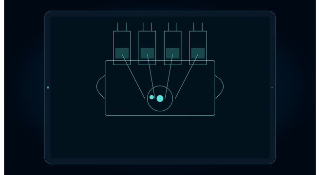 Digital laboratory analysis interface with animated animation