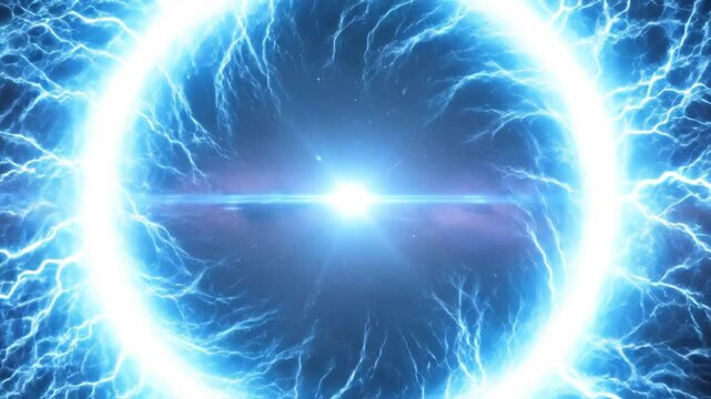 Electricity glowing blue circle energy.