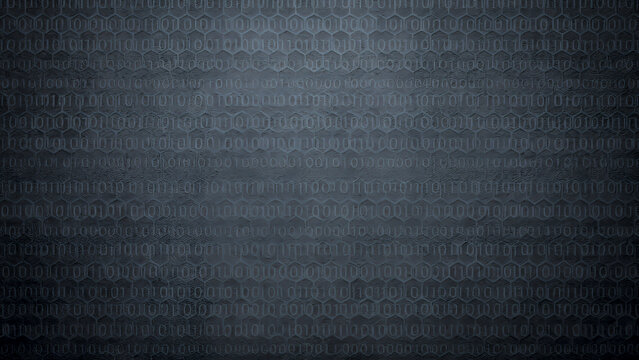A dark grayish-blue technology background with a subtle repeating hexagonal or binary texture pattern across the surface, the variations in dark tones creating a layered depth effect.