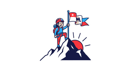 Fototapeta premium Person standing on mountain peak triumphantly.