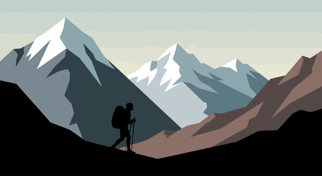 Man hiking with backpack outdoors.