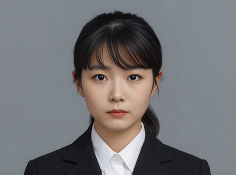 就職活動向け 日本人女性の証明写真風ポートレート	