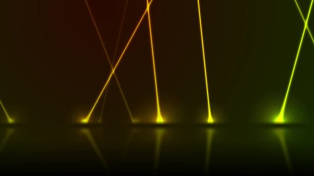 Green and orange neon laser lines futuristic motion design. Abstract rays technology glowing retro background. Video animation Ultra HD 4K 3840x2160