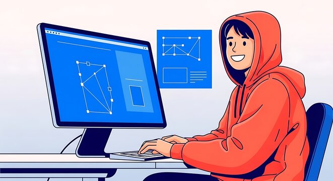 Young programmer working on computer software development