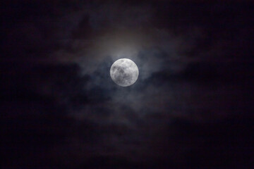 Fototapeta premium Full moon in the night sky with clouds