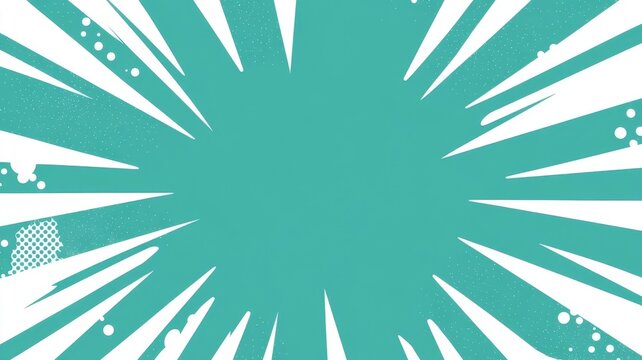 Turquoise comic book style radial speed lines dynamic background for creative graphic design projects.