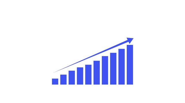 Business graph growth concept animation. Arrow Rising On graph chart showing Business profit with white background.