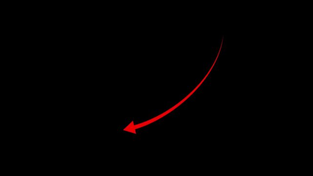 arrow icon animation,downward arrow curve line animation on black background.