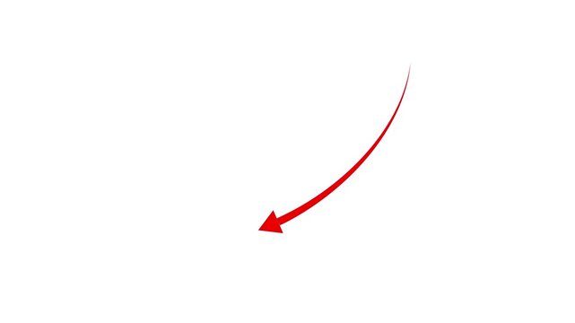 arrow icon animation,downward arrow curve line animation on white background.