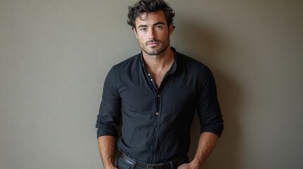 Obraz premium Confident Young Man Casual Modern Portrait