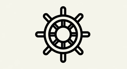 Simple Outline Icon of a Ships Steering Wheel. © Erning