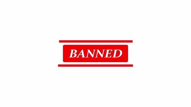 Banned stamp animation on transparent background. Illegal, restricted, alert, denied, ban, seal, vintage effect. Banned stamp 4k video.