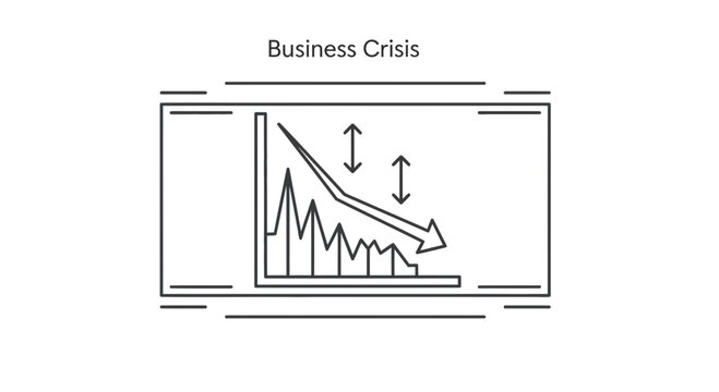 Business Crisis Graph Illustration: Economic Downturn, Financial Loss, Market Decline Concept