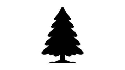 Pine tree stands as a solid black silhouette icon representing a conifer in a natural environment. © labubu