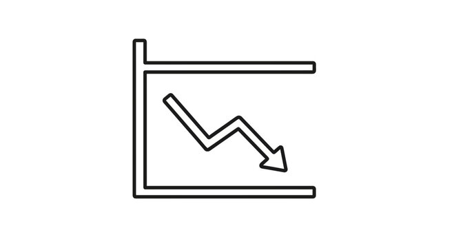 Downward Trend Graph Icon Showing Financial Decline and Market Loss