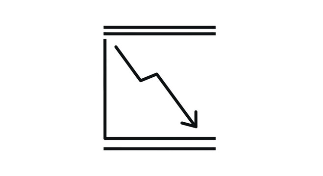 Downward Trend Line Graph Icon for Business Decline