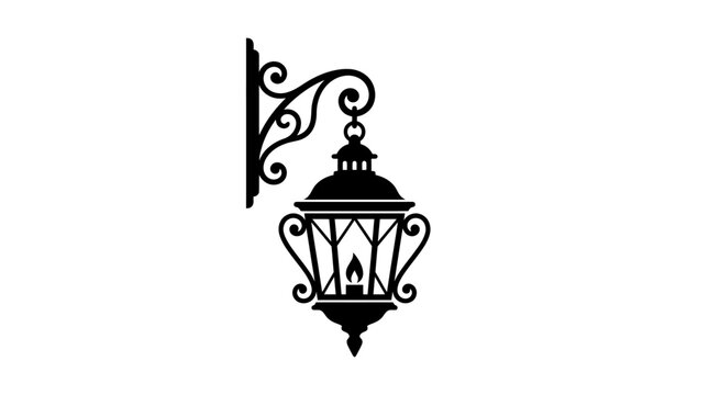 Lantern hanging on a wall bracket provides a classic vintage aesthetic for outdoor lighting design.