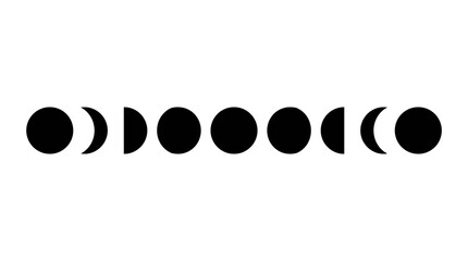 Moon phases illustrate the celestial cycle in a clear and minimalist black and white graphic. © labubu