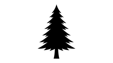 Pine tree silhouette stands as a clear and bold representation of coniferous evergreen nature. © labubu