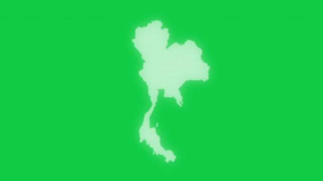 Thailand VHS old screen effect map pop animation green background