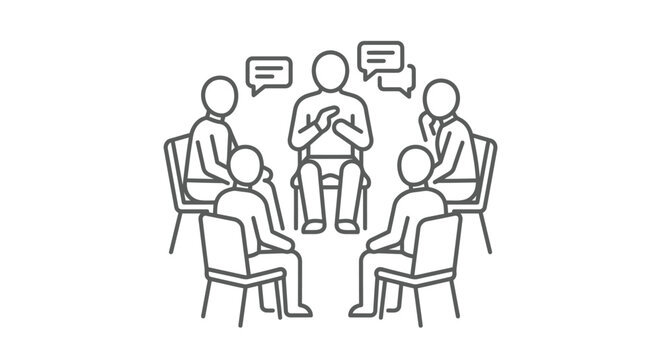 People sitting in a circle for group therapy session.
