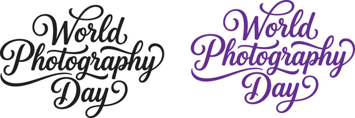 Fototapeta premium World photography day Calligraphy Text Isolated on White Background, Hand Drawn World Photography Day Text Typography