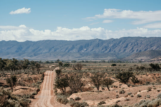 Flinders ranges with long dirt road