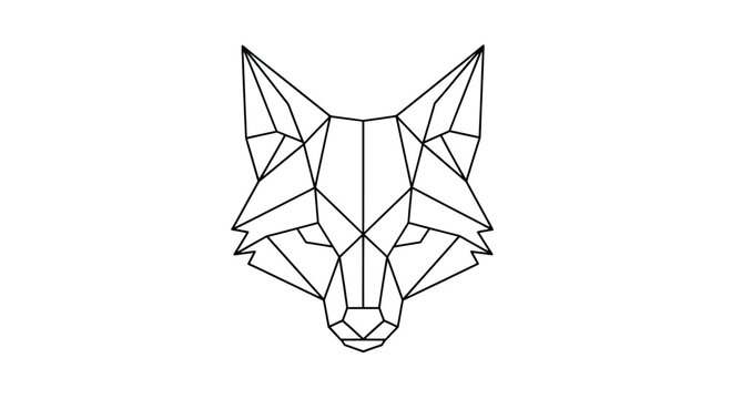Geometric line art of a fox head, minimalist style