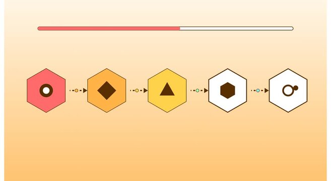 Minimalist process flowchart with animated geometric animation