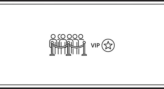 VIP Rope Line with Star Icon and People Silhouette - Exclusive Access Concept