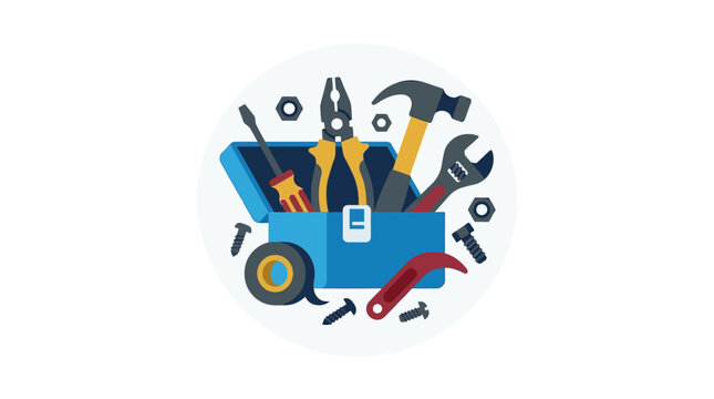 Single Flat Icon Illustration of Professional Construction Hardware and Workshop Main 2X Editable Vector Design