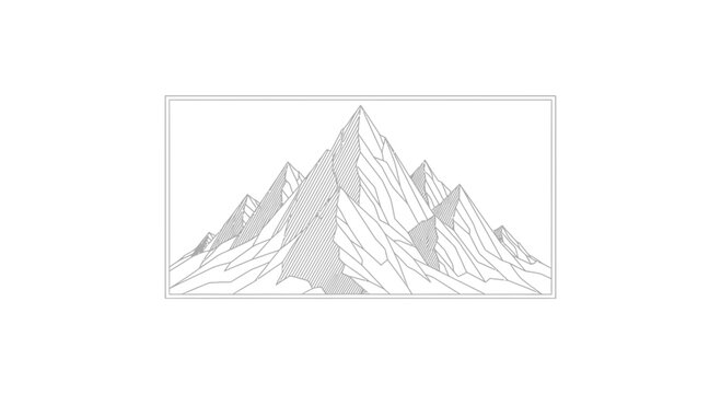 Stylized Mountain Range Outline Vector Art