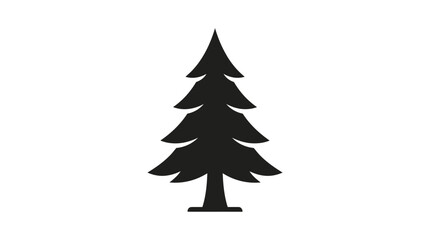 Pine tree icon represents a stylized coniferous evergreen symbol isolated on a clean white background. © labubu