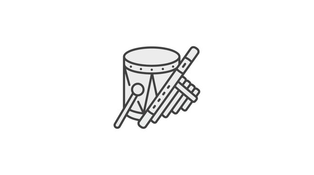 Minimalist line art of drum with pan flute.
