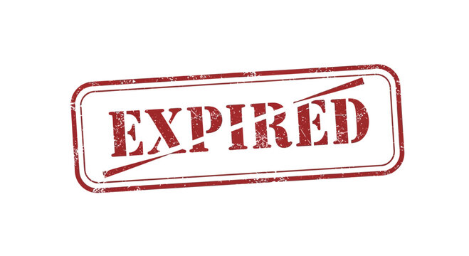 Expired Red Grunge Rubber Stamp Mark on White Background