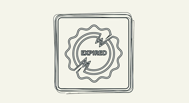 Expired Stamp Icon Sketchy Style Outdated Seal Graphic Element