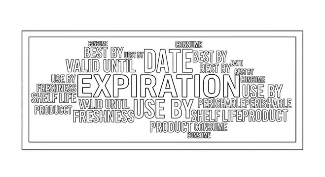 Expiration Date Word Cloud Concept for Food Safety and Product Freshness