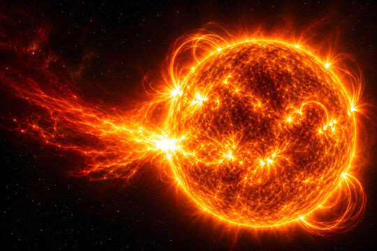 sun solar flare eruption in space