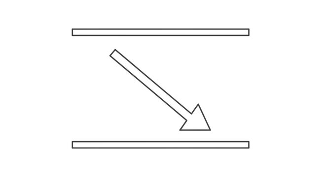 Diagonal Arrow Between Parallel Lines Graphic Illustrating Direction or Flow