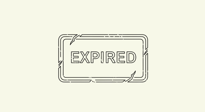 Distressed 'EXPIRED' Stamp Graphic, Vintage Line Art Illustration