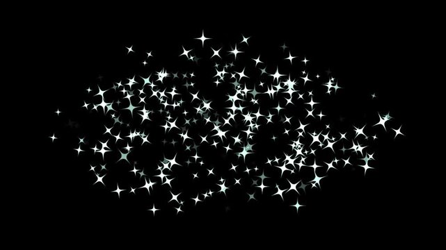 Glitter twinkle star burst shine effect black screen, white cartoon blinking stars, vector doodle sparkle, glitter stars dust isolated, looping animation twinkling stars shining in the night sky.4k