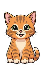 Obraz premium Cute orange tabby cartoon cat sitting.
