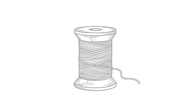 Hand Drawn Spool of Thread Vector Illustration