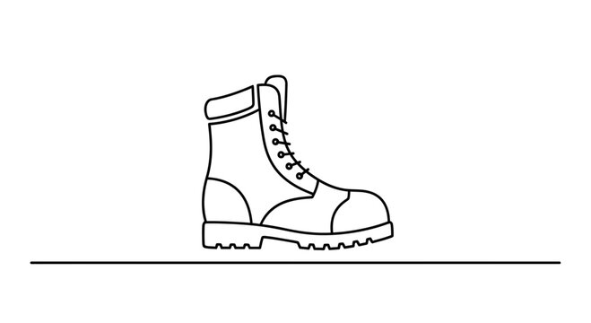 Work Boot Icon, Safety Footwear Line Art, Industrial Shoe Symbol