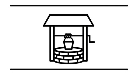 Fototapeta premium Vintage Well, Bucket, Rope, and Crank - Rustic Water Source Icon
