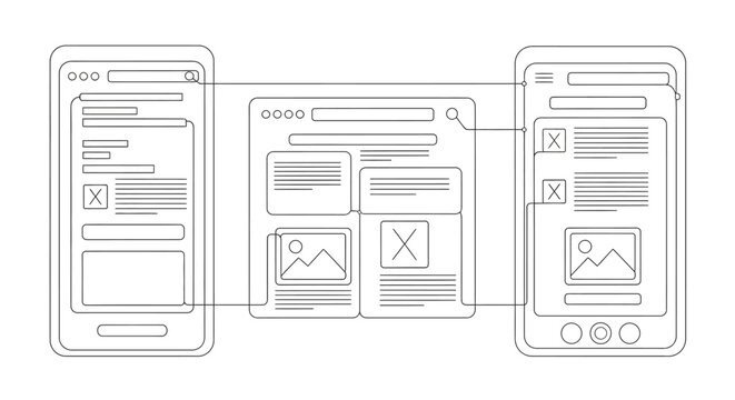 Wireframe UI Design for Mobile App and Website