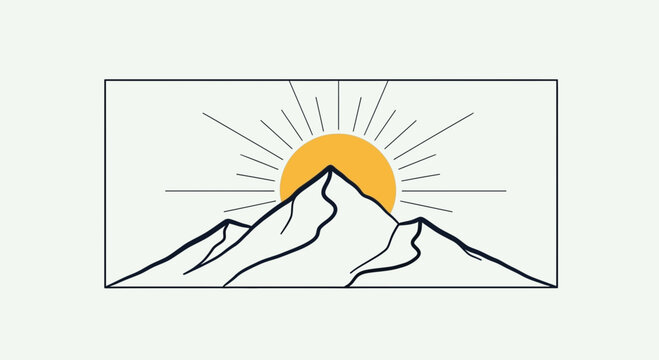 Sunrise Over Mountain Peak, Majestic Mountain Landscape with Sun Rays, Nature's Dawn