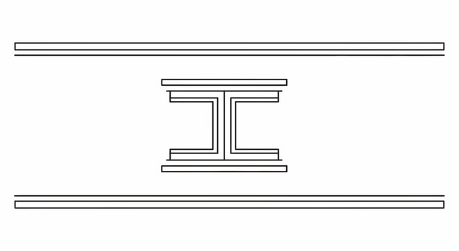 Structural I-beam and parallel steel plates, engineering and construction concept