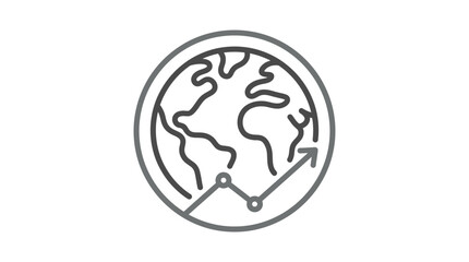 Globe with rising growth arrow line art icon. © ANISA
